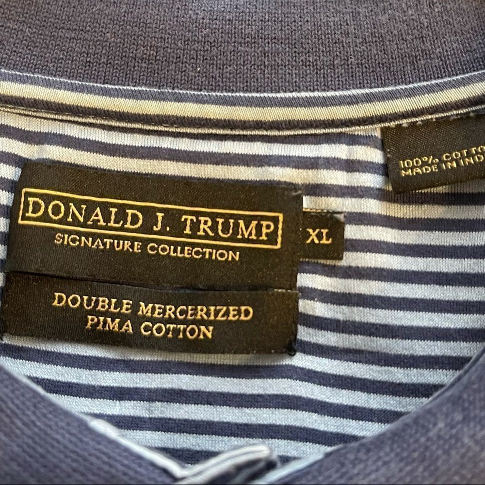 XL Donald Trump Signature Collection Blue-White 100% Cotton SS Polo - Picture 3 of 4
